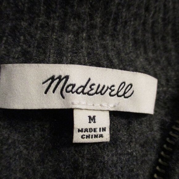 Madewell Woman Medium Gray Zip Front Warm Outdoors Long Sleeve Sweater - Picture 9 of 10